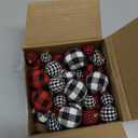 60 Pieces Mini Christmas Ball Ornaments Multi-Size Buffalo Check Fabric Wrapped Balls Decorative Xmas Tree Wreath Hanging Pendant for Holiday Party Decorations (Red-Black Plaid, Black-White Plaid)