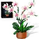 Bilinott Orchid Flower Building Blocks Set, Fake Indoor Flowers Building Set for Home, Kitchen, Desk Decoration, Mothers Day, for Adults Ages 18+