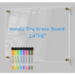 Clear Acrylic Dry-Erase Board 24x16 | Transparent Wall-Mount Writing Panel | Includes 8 Color Markers, Eraser, Standoff Screws & Install Kit | Ideal for Home & Office Clear Acrylic Dry-Erase Board 24x16 | Transparent Wall-Mount Writing Panel | Includes 8 Color Markers, Eraser, Standoff Screws & Install Kit | Ideal for Home & Office