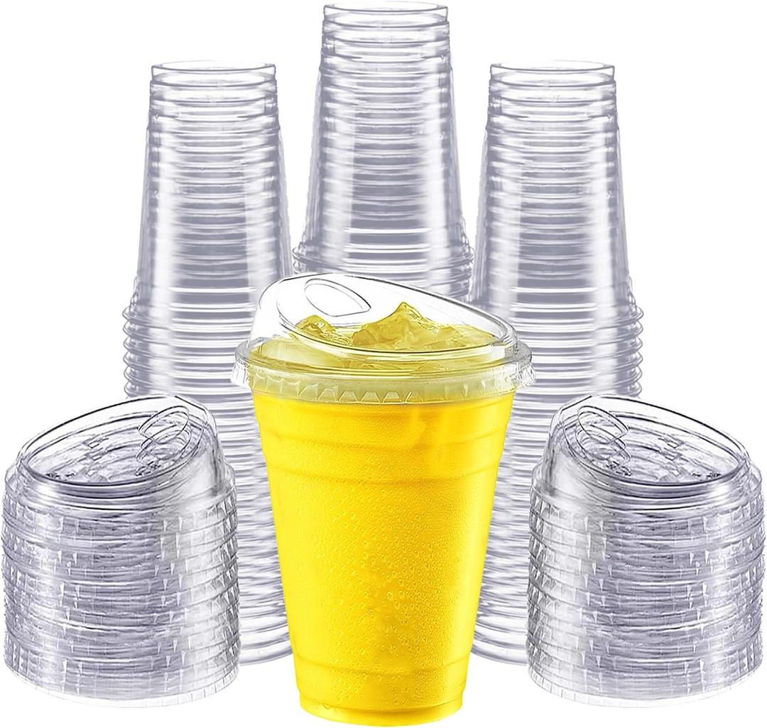 50 Pack 16 oz Clear Plastic Cups with Strawless Sip-Lids, Disposable Cold Drinking Cups with Lids, To Go Plastic Container for Iced Cold Coffee, and Soda for Events and Everyday Use 50 Pack 16 oz Clear Plastic Cups with Strawless Sip-Lids, Disposable Cold Drinking Cups with Lids, To Go Plastic Container for Iced Cold Coffee, and Soda for Events and Everyday Use