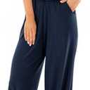 Lacozy Womens Casual Loose Sleeveless Spaghetti Strap Wide Leg Pants Jumpsuit Rompers (Blue, S)