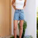 Sidefeel Women's Jean Shorts High Waisted Stretchy Casual Side Seam Denim Shorts