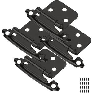 50-Pack Cabinet Hinges, 1/2 Inch Overlay, Satin Nickel Semi-Concealed, Self-Closing, Face Mount (Black)