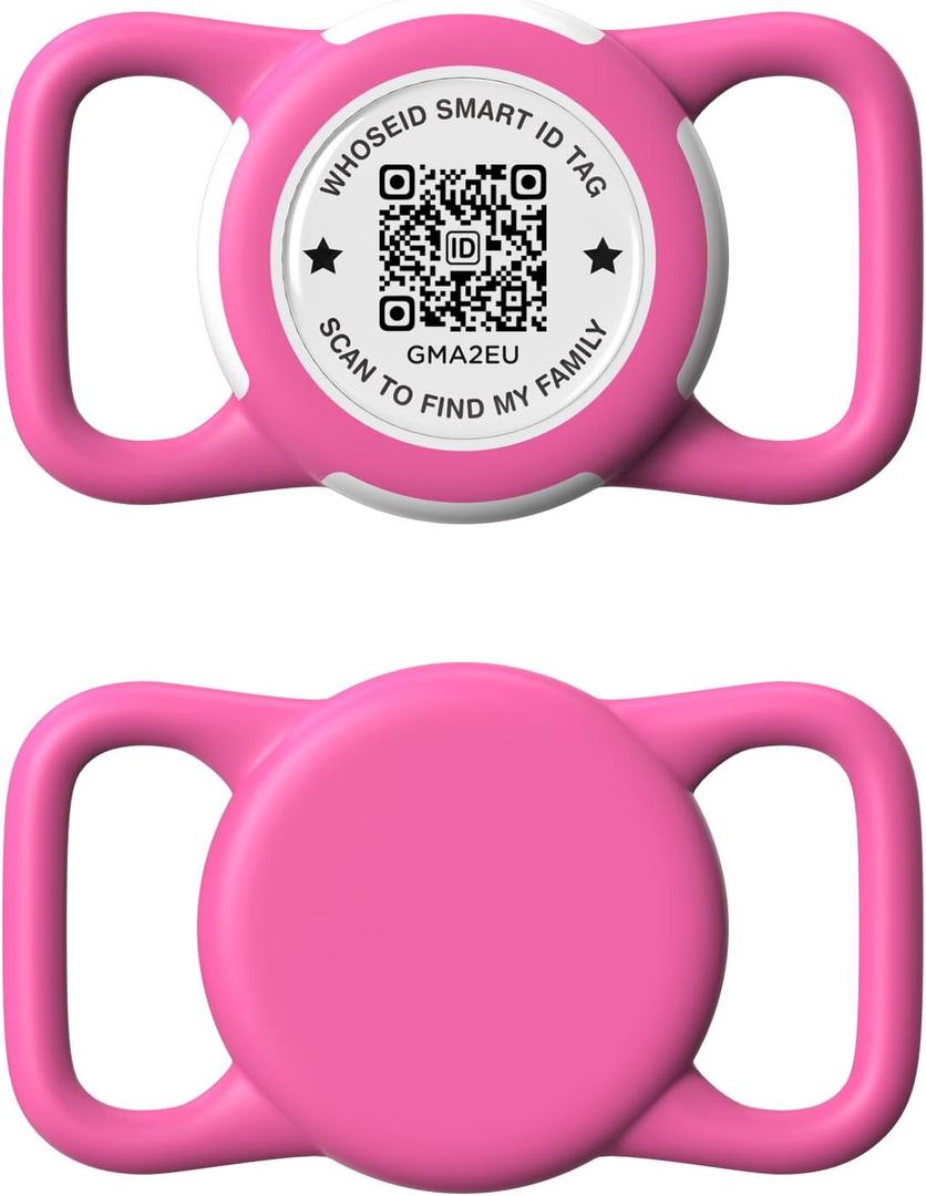QR Code Airtag Holder, Scan QR Code Send Location Alert Email, Waterproof Full Body Protection Anti-Lost Air Tag Case, Airtag Accessories for Dog, Cats, Collar, Backpack (Rose, Regular)
