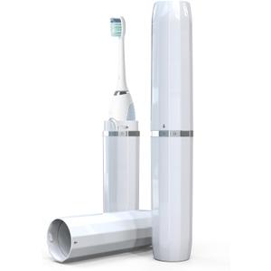 Long Ventilated Electric Toothbrush Travel Case, Portable Holder, Fits Most Standard Straight Electric Toothbrushes (White)