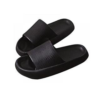 Pillow Slippers, Quick Drying Open Toe Soft Cushioned Extra Thick Non-Slip Massage House Slipper Pool Gym Shower Bathroom Sandals (Color : Black, Size : 44-45