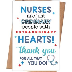 3 x Nurses Appreciation Card, Thank You Gift Card for Nurses, 8×5.3 inches