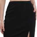 SOLY HUX Women's Plus Size High Waist Elastic Slit Sexy Stretch Fitted Bodycon Mini Skirts (Black, S)