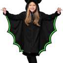 Spooktacular Creations Halloween Vampire Bat Costume Glow in the Dark, Girl Black and Silver Bat Wings Costume for Kids M 8-10