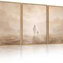 Christian Jesus and Lost Lamb Framed Canvas Wall Art-24"x36"x3