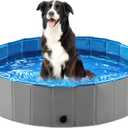 Jasonwell Foldable Dog Pet Bath Pool Collapsible Dog Pet Pool Bathing Tub Kiddie Pool Doggie Wading Pool for Puppy Small Medium Large Dogs Cats and Kids 39.5" Grey (Mdf Wood Gray)