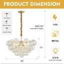 Nordic Bubble Ball Chandelier Dia 26" Modern Gold 9 Lights Swirled Clear Ribbed Blown Glass Chandelier Light Fixture for Living Room Dining Room Kitchen Foyer Entryway