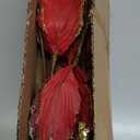 Briful 12'' Large Heads Christmas Glitter Poinsettia Flowers Christmas Tree Ornaments Set of 4 Artificial Flowers with Long Stems for Xmas Tree Party DIY Holiday Decorations, Burgundy