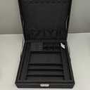 Juvale Jewelry Box for Men - 10.5 x 10.5 x 3.5 in, Black Velvet - Locking 2-Layer Travel Jewelry Organizer & Earring Holder, Necklace Organizer & Decorative Tray