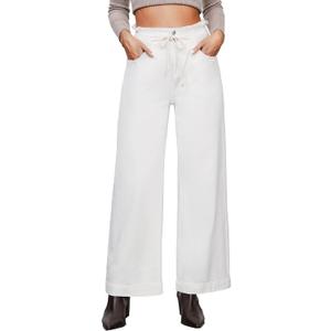 LookbookStore Womens Jeans Wide Leg High Waisted Trendy Elastic Wasit Drawstring Stretch Denim Pants Baggy Trouser Jeans