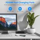 40W Under Desk Power Strip Mountable,20W USB-C Fast Charging Flat Plug Power Strip Surge Protector 1200J,9 in 1 Desk Outlet,5 Outlets,2 USB-C,2 USB-A,6FT Extension Cord Black