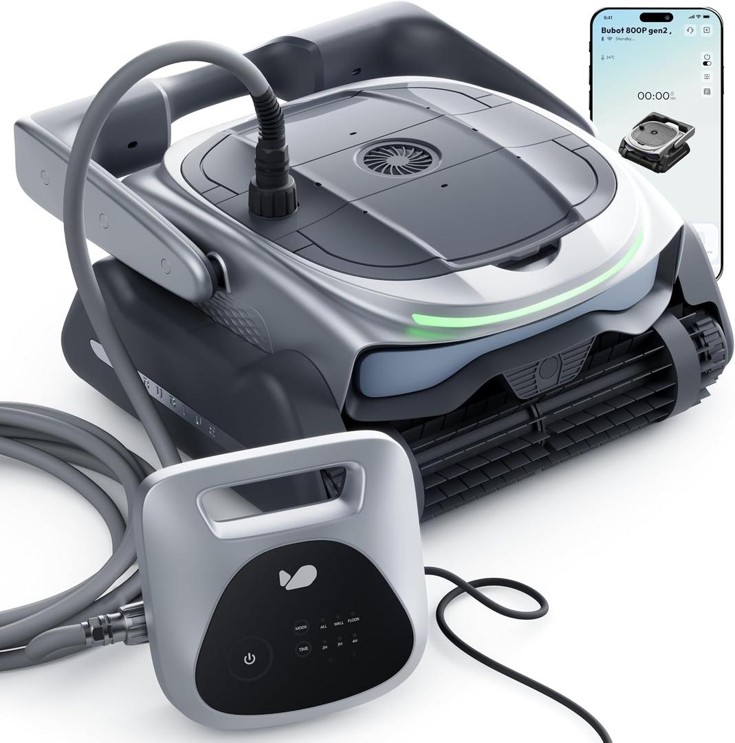 (2026 New) BUBLUE 800P Gen2 Robotic Pool Cleaner,Pool Vacuum for Inground Pools,Cleans Floor/Wall/Waterline/Shallow Area,Smart Navigation,App Control& Scheduling,for Pools up to 1,076 Sq.Ft Space Gray