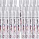 Overseas White Paint Pens Permanent Markers 24 Pcs, Oil Based Paint Markers Set, Quick Drying, Waterproof, Medium Tip Marker Pens for Metal, Rock, Wood, Plastic, Canvas, Glass, Stone, Rubber, Paper