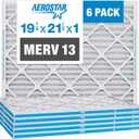 Aerostar 19.875x21.5x1 MERV 13 - 6 Count - Pleated HVAC, Furnace & Air Conditioner Filters - For Bacteria, Dust, Cold & Flu Germs, Lint, Mold, Pet Dander, Allergy-Causing Pollen, Smog, Smoke & Viruses