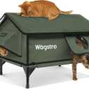 Gable Heated Cat House for Outside Cats in Winter, 100% Waterproof, Escape Door, Elevated, Insulated Outdoor Cat House Shelter with Heater for Feral Cat (Olive Green, 24"x16"x19")