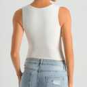 HOYAYO Women's Slim Fit Double-Layer Tank Top Square Neck Sleeveless Basic Fitted Tee Shirt (White, XS)