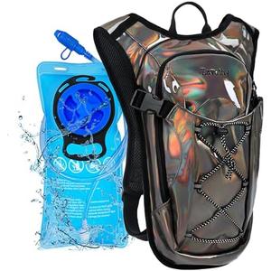 Reflective Hydration Backpack, Hydration Pack - Water Backpack with 2L/3L Hydration Bladder, Essential for Festivals - Rave Hydration Pack for Hiking, Running, Cycling, and Festivals