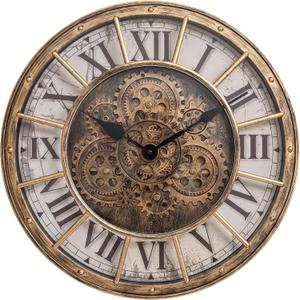 Moving Gears Wall Clock, 18 Inch Modern Gear Rotating Wall Clock Old Style Rustic Unique Vintage Industrial Clock for Living Room Decor Home Farmhouse (Retro Copper)