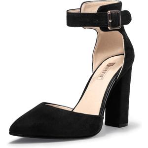 IDIFU Women's IN4 Pedazo High Block Heels Pumps Pointed Closed Toe Ankle Strap Dress Wedding Shoes 5.5