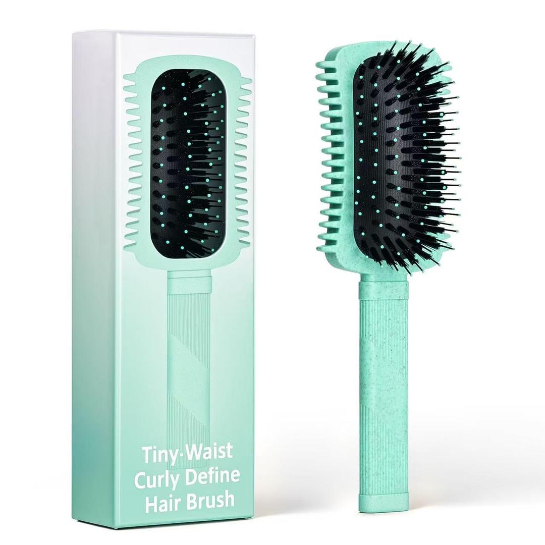 Curly Hair Brush Defining, Volume Curl Defining Brush for Effortlessly Detangling Shaping and Styling Women's Curls, Waves & Coils, Curly Hair Products, Reduce Frizz (Green 1PC)