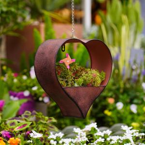 Metal Plant Hangers Indoor and Outdoor: Birthday Gifts for Women Mom Wife Father Garden Lovers - Rustic Heart Shape Hanging Planters Perfect for Window Wall Living Room Office Decor