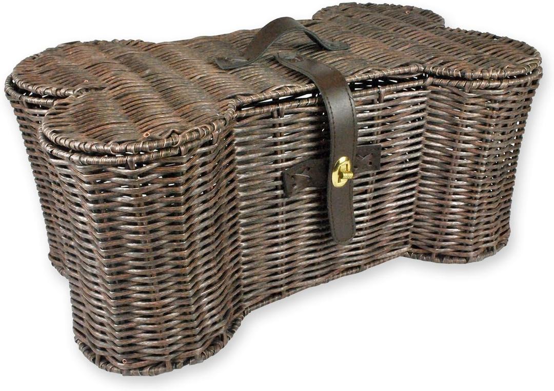 Bone Dry Pet Storage Collection Toy Basket, Small, 17.5x11x7.5", Brown Plastic Wicker