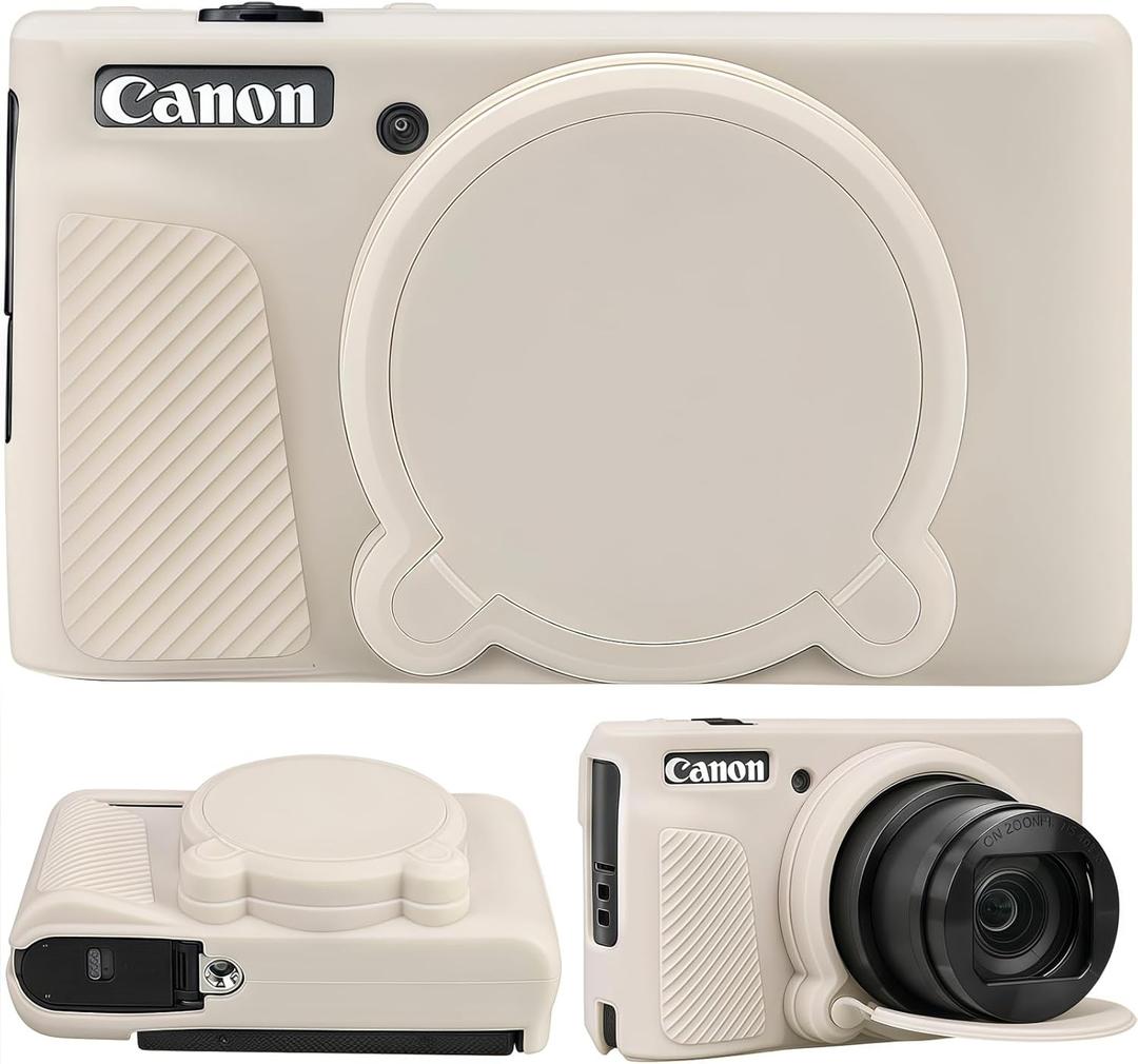 Camera Case for Canon PowerShot SX740/ SX730 Digital Camera,Soft Silicone Protective Bag Removable Lens Cover,Anti-Scratch Slim Fit Lightweight Protective Case. (Misty White)