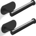 2Pcs Toilet Paper Holder Wall Mount - Premium Modern RV Toilet Paper Holder for Wall, SUS 304 Stainless Steel Black Self Adhesive No Drill Toilet Paper Wall Holder for Bathroom, Kitchen, Washroom