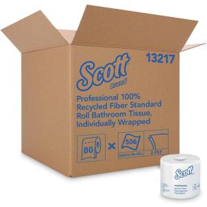 Scott Kimberly-Clark Professional 13217 100% Recycled Fiber Roll Bathroom Tissue- 550 Sheets/Roll- 80/Carton