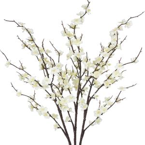 3 Pcs Cherry Blossom Branches Artificial Flowers for Spring Indoor Decoration White Faux Spring Flowers Stems 37" Cherry Blossom Tree Decor with Long Stems for Tall Vases Arrangements Table