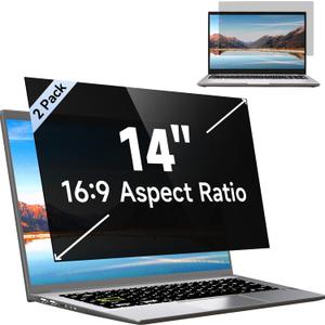 [2 Pack] 14 Inch Laptop Privacy Screen for Lenovo/HP Envy/Dell/Acer/Asus/Thinkpad, 16:9 Aspect Removable Anti Glare Blue Light Privacy Screen Filter, Laptop Security Shield 14 in