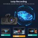 3 Channel Dash Cam Front and Rear - 1080P Dash Cam Front and Inside with Night Vision, Motion Detection, Parking Monitor - Includes 32GB MMC Card for G-Sensor Protection and Loop Recording