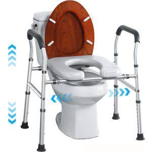 Raised Toilet Seat with Handles, Toilet Seat Riser for Seniors with Height and Width Adjustable, up to 400lbs, Commode Chair for Elderly, Pregnant and Handicap, Fit Any Toilet, FSA/HAS Eligible (Large)