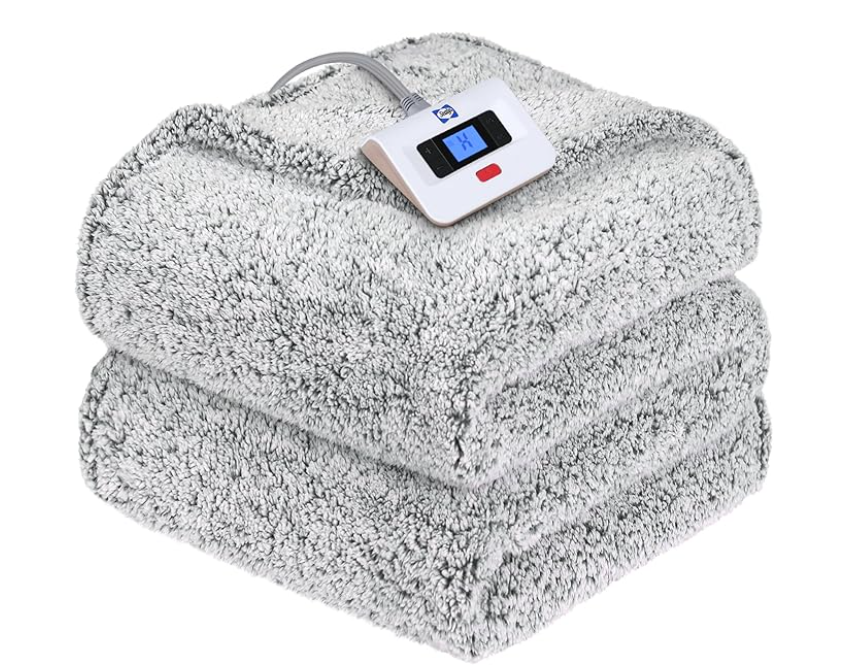 Sealy Electric Blanket Twin Size, Soft Sherpa Heated Blanket Single Control with 10 Heating Levels & 1 to 12 Hours Auto-Off Settings Over-Heated Protection 62"x84" Machine Washable, Charcoal 