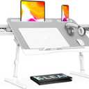 KLEAR Foldable Laptop Bed Tray Desk with Extral Drawstring Bag, Adjustable Bed Table with Heights and Angles, Lap Desk for Eating, Working, Writing, Gaming, Drawing with 2 Drawers(XL, Grey)
