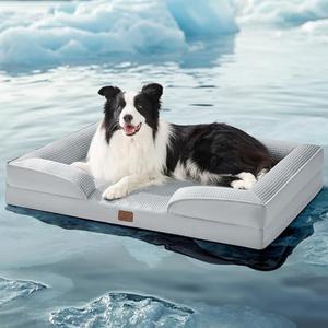 Bedsure Orthopedic Dog Beds Large Sized Dog - Washable Large Dog Cat Bed Waterproof, Comfort Dogs Couch Sofa with Washable Removable Cover, Pet Bed with Nonskid Bottom, Cooling Grey, 35"
