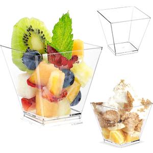 50 Pack 3.5 Oz Plastic Mini Dessert Cups,Square Clear Parfait Cups for Chocolate Desserts, Appetizers,Dessert Samplers, Dessert Shot Glasses & More