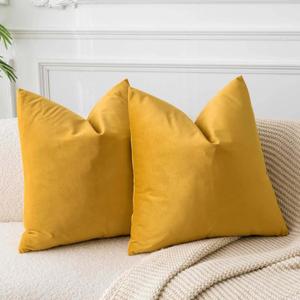 JUSPURBET Throw Pillow Covers Set of 2 Decorative 26x26 Velvet Pillow Covers for Couch Sofa Bed Soft Cushion Covers Cases with Invisible Zipper for Living Room Home Decor,Gold