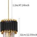 2 Pack Crystal Pendant Lights, Modern Black and Gold Chandelier Hanging Light Fixtures for Kitchen Island, Dining Room, and Bedroom, Adjustable Pendant Lighting D7.9 x H12.6 with Bulb, one size