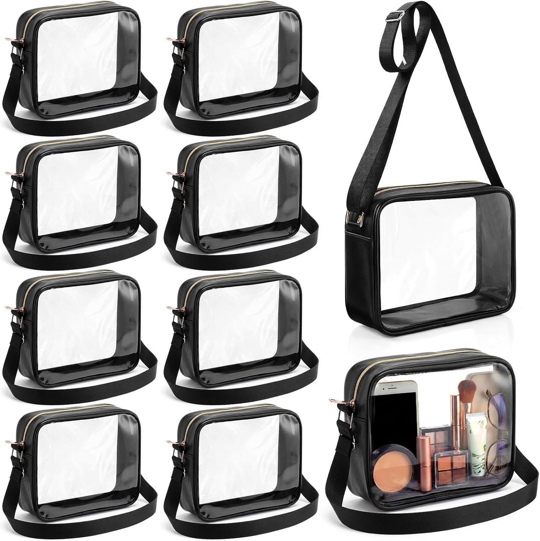 Abbylike 5/10/20 Pcs Clear Crossbody Bag Bulk Stadium Bag Adjustable Strap Transparent Purse for Women Concert Sport Event