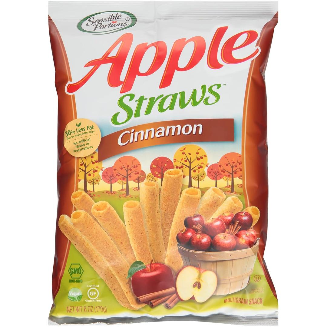 Sensible Portions Apple Straws, Cinnamon, 6 Oz (Pack of 12), BBD: 11/20/2026