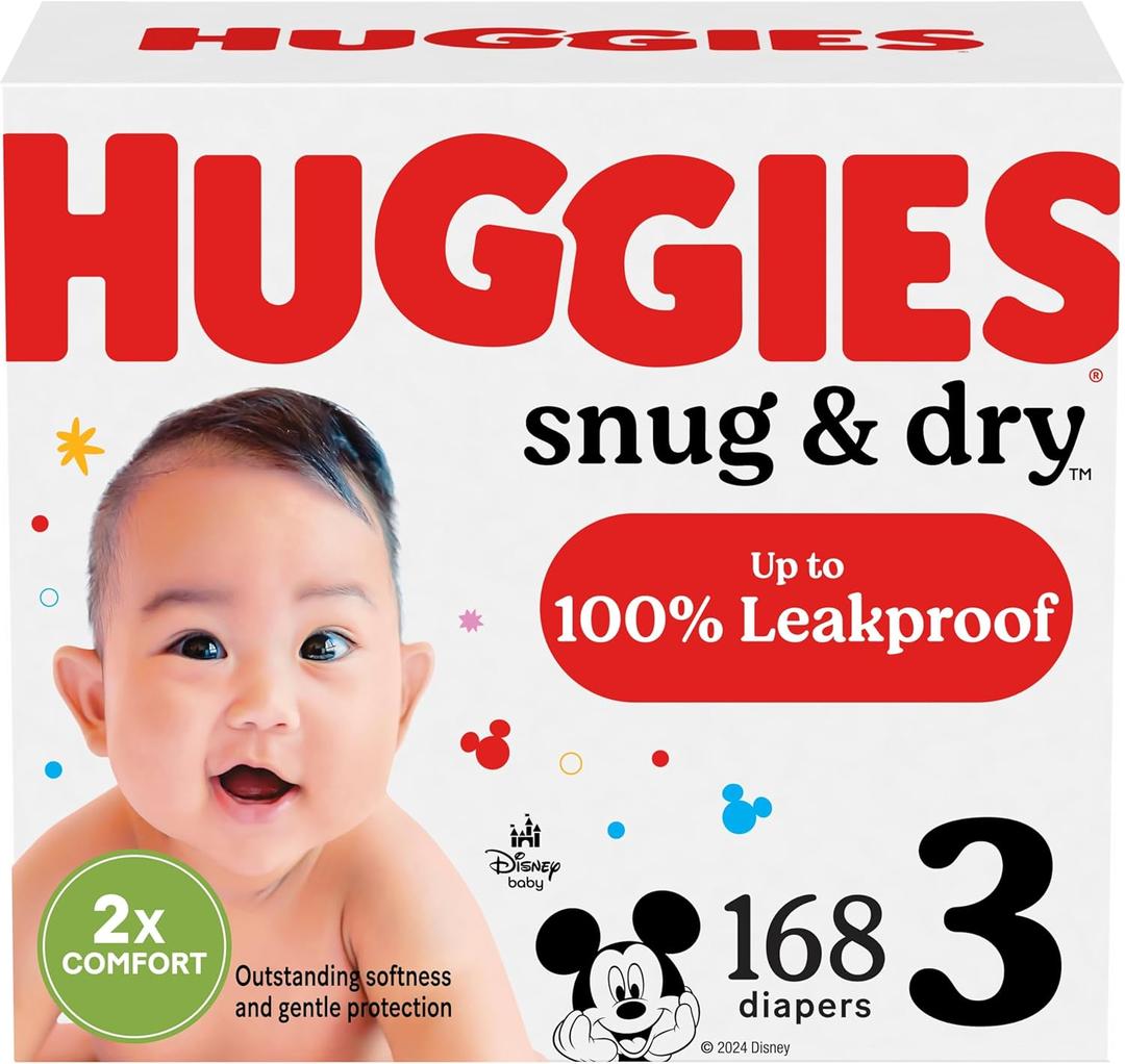 Huggies Size 3 Diapers, Snug & Dry Baby Diapers, Size 3 (16-28 lbs), 168 Count, Packaging May Vary