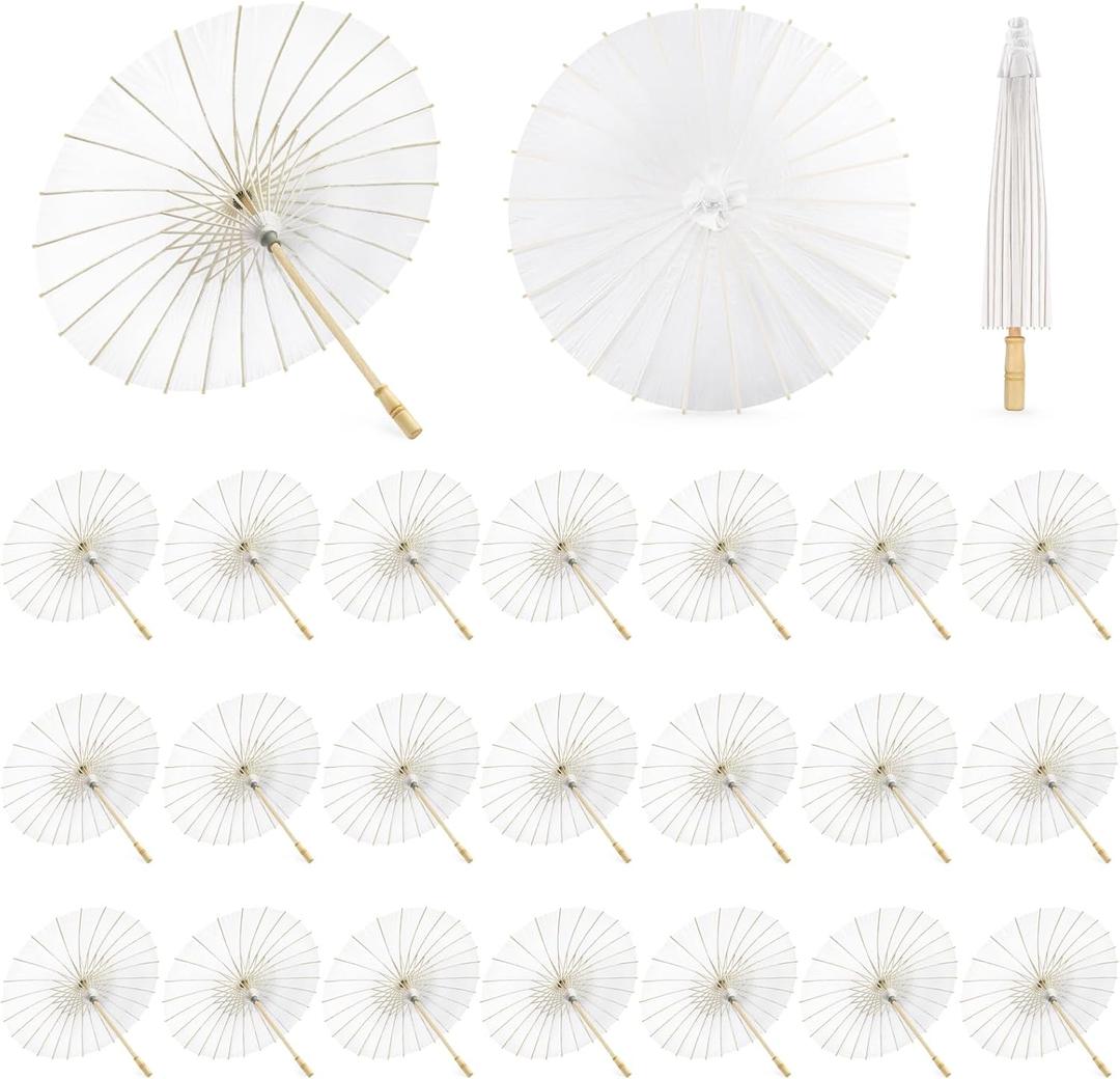 HOOMUU 24 Pack Paper Umbrellas for Weddings - Chinese Japanese Wedding Umbrellas Bulk for Women - 33 Inches DIY Painting Craft Decorative Umbrellas for Wedding Bridal Party Decor