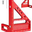 3D Multi-Angle Carpenter Square Aluminum Alloy Multi Hole Scribing Ruler High Precision Woodworking Tools for Engineer Carpenter Crafting (Red)