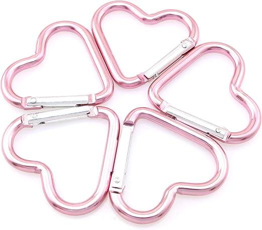 Heart-Shaped Aluminum Snap Hook Clip Key Holder, Keychain Clip 9 Pcs